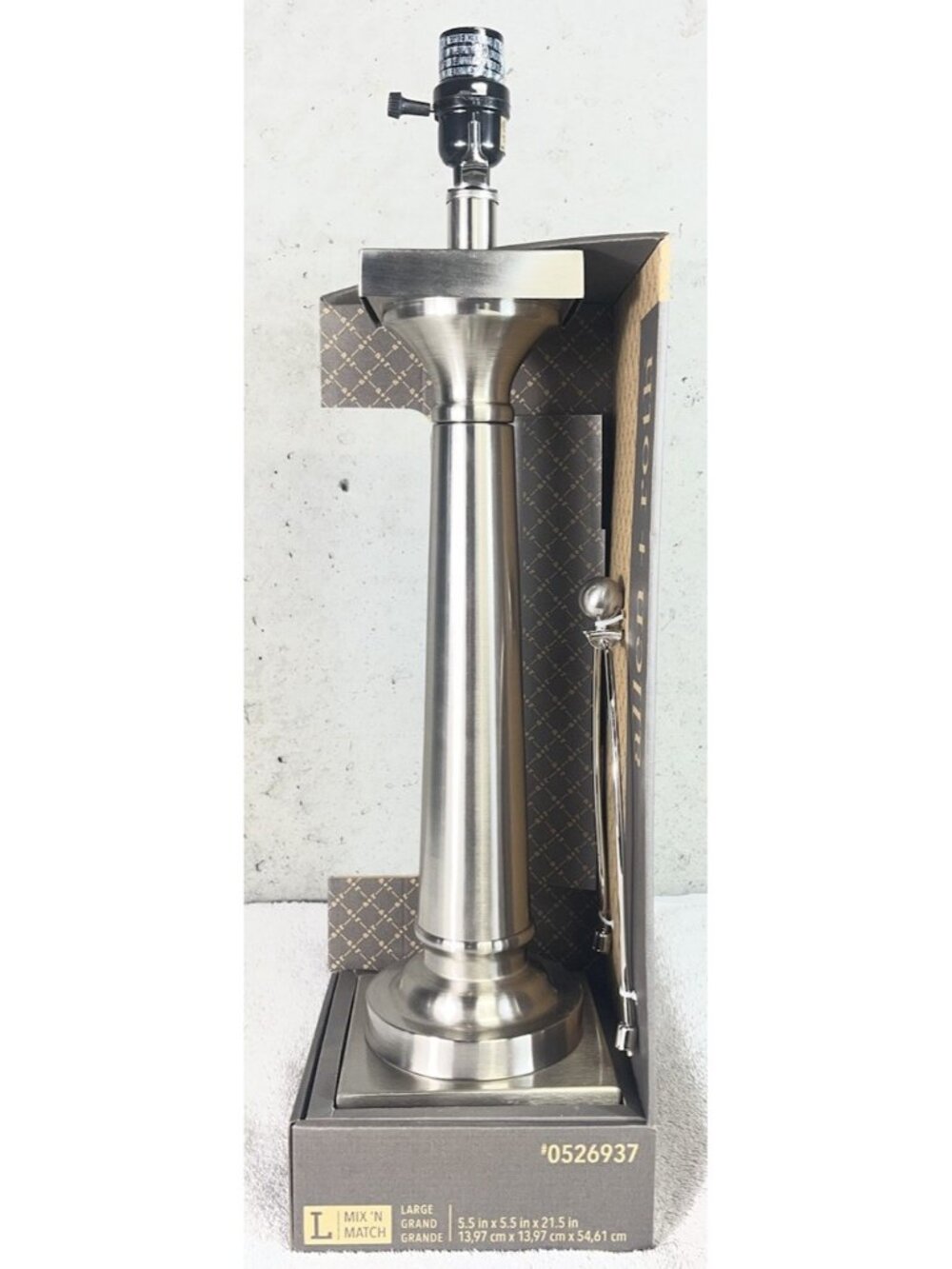 Allen + Roth Brushed Nickel 21.5” 3-Way Metal Table Lamp Base Modern Plug-In - Picture 4 of 7
